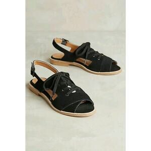 NEW Anthropologie Kelsi Dagger Brooklyn Silver Lakes Flats Black Size US 7